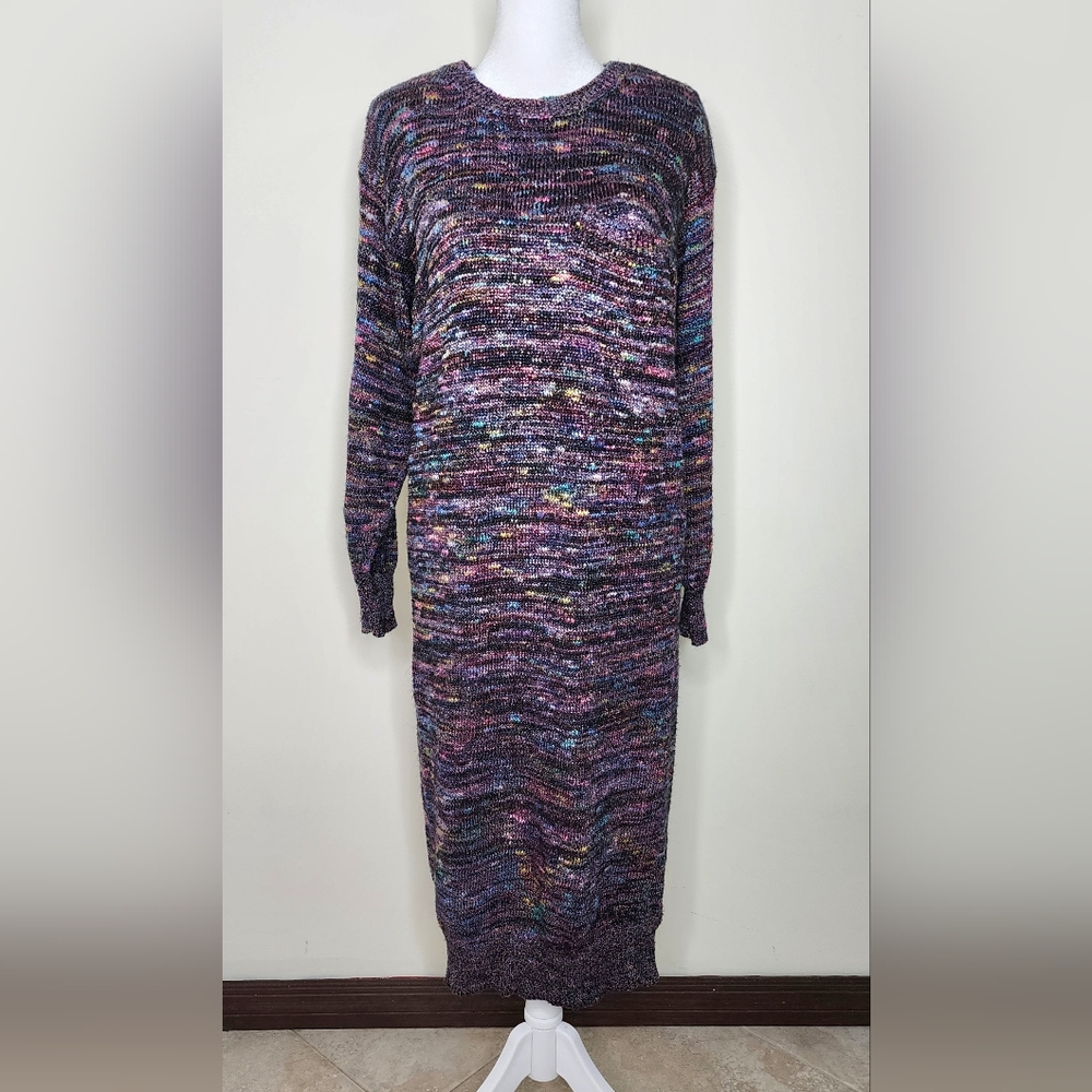 Vintage Rinzi Multicolor Marled Knit Longsleeve Sweater Dress Med Whimsigoth